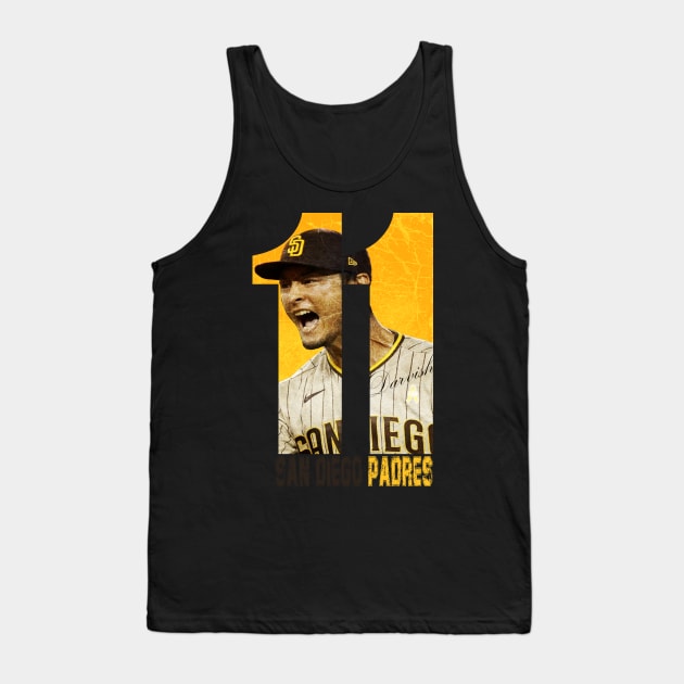 San Diego Padres- Back Number 11 Vintage Tank Top by Ecsa